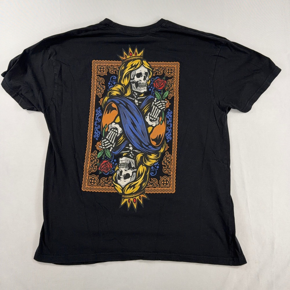 Thirty Single T-Shirt Skeleton Queen Playing Card Graphic Mens Black‎ 2X